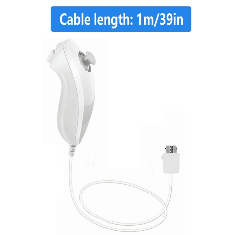 Tevodo Wii Nunchuck Controller, 2 Packs Nunchuck Joystick Compatible with Wii Wii U console(White and White) - Image 2